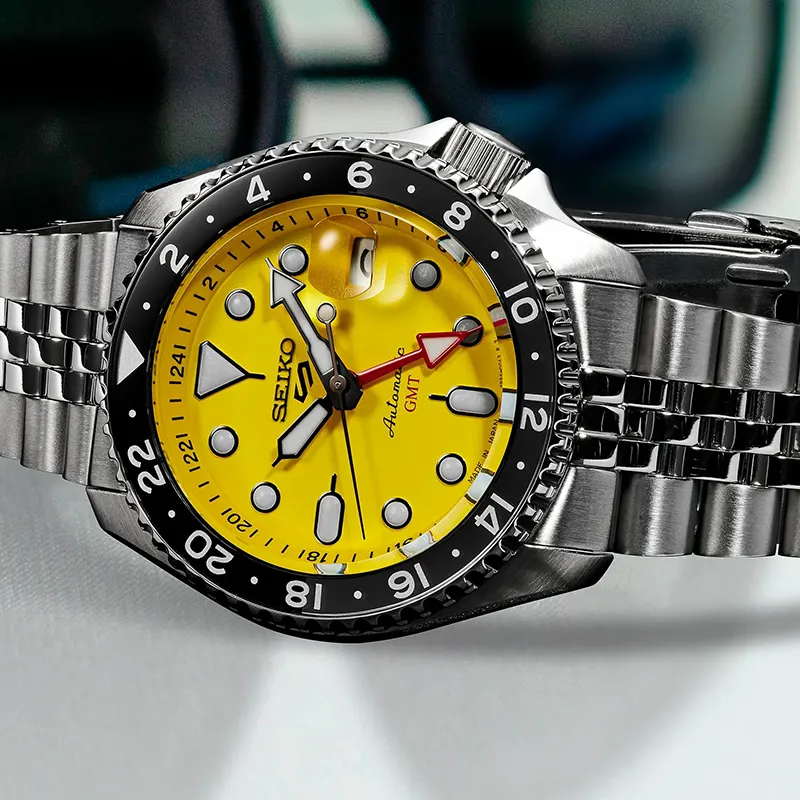 Seiko 5 Sports GMT Vibrant Yellow Dial Men’s Watch | SSK017J1